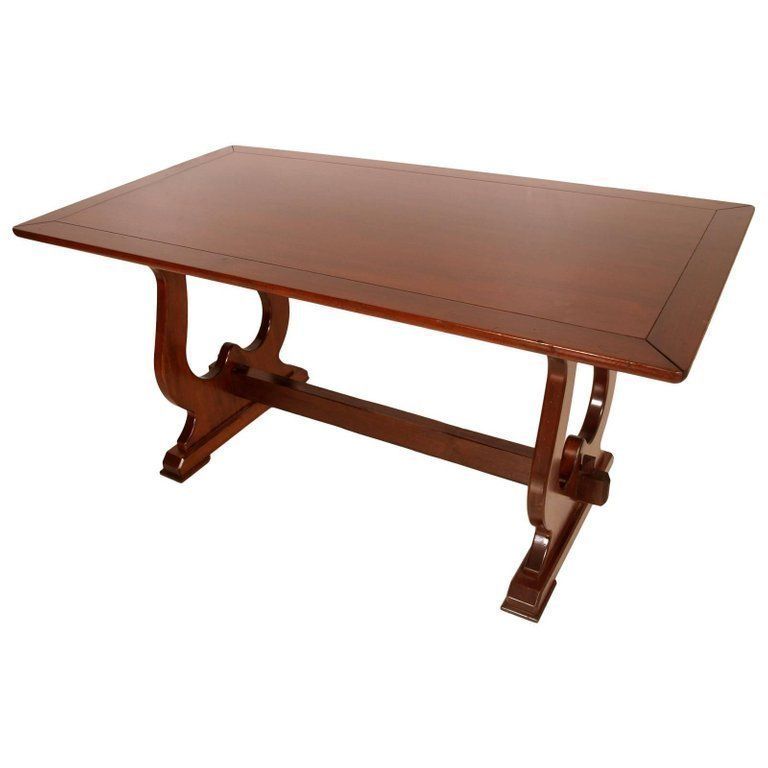Era Art Deco Elegant Italian Frattino Table All Massive Oak Polished To Wax