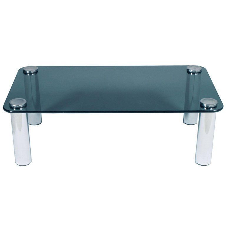 Coffee Centre Table By Marco Zanuso For Zanotta Chrome And Smoked Glass photo furniture