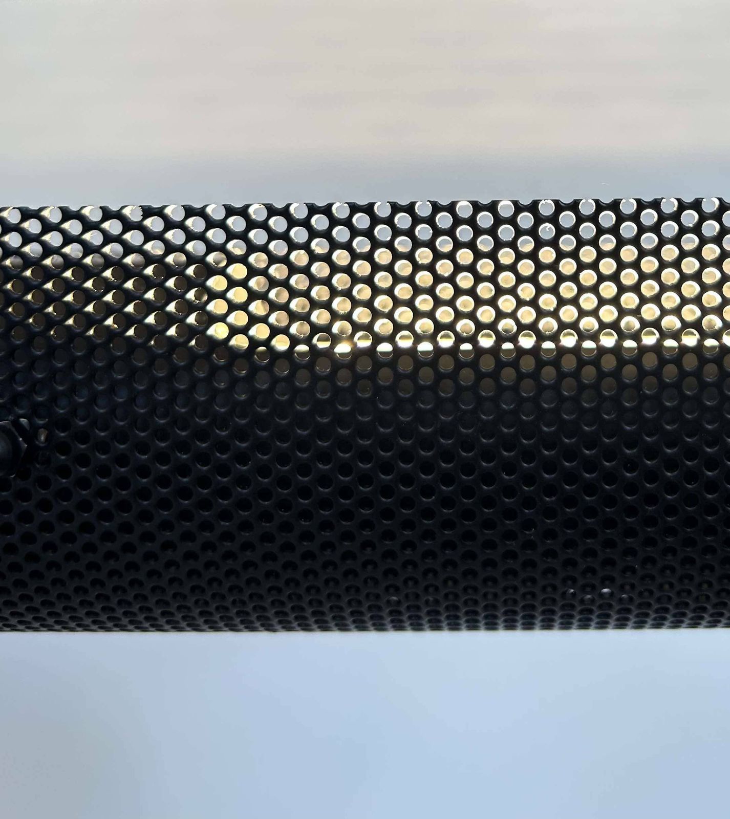 Pair Of Black Tubular And Perforated Metal Wall Lights By Parscot, France 1980 photo Lighting