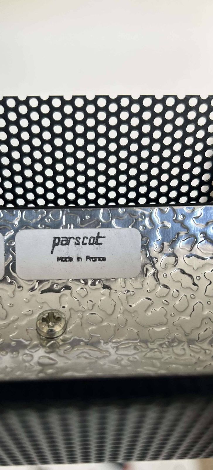 photo vinterior Pair Of Black Tubular And Perforated Metal Wall Lights By Parscot, France 1980