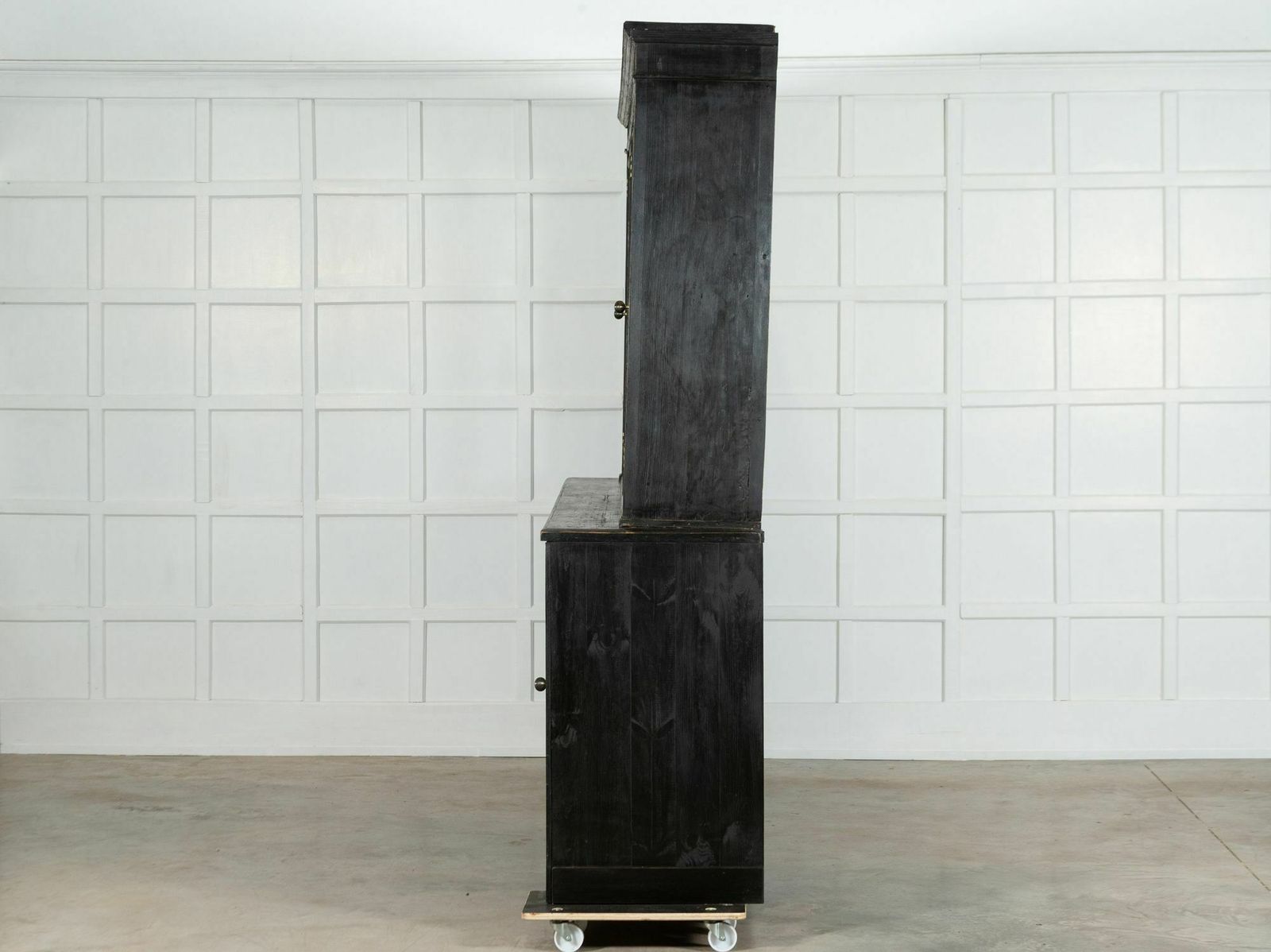 photo furniture 19thc English Monumental Ebonised Pine Glazed Dresser