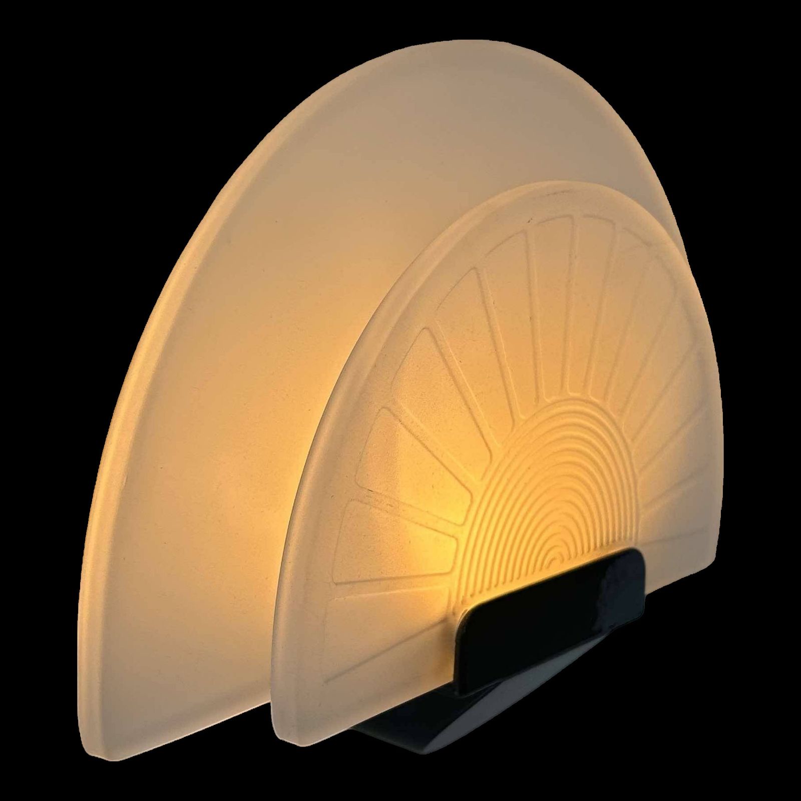 photo for sale Vintage Wall Lamp "Diva" Ezio Didone For Arteluce, Sandblasted Glass And Black Metal