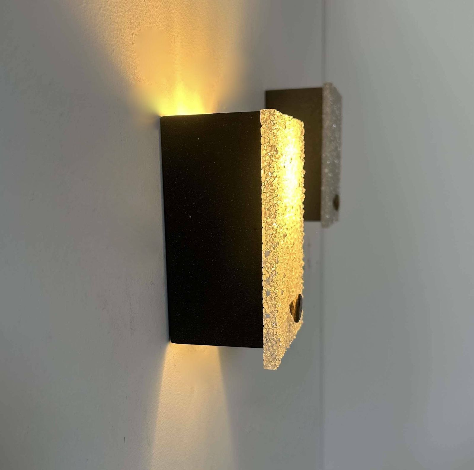 Pair Of Vintage Wall Lights, Perspex And Black Lacquered Metal, France 1960