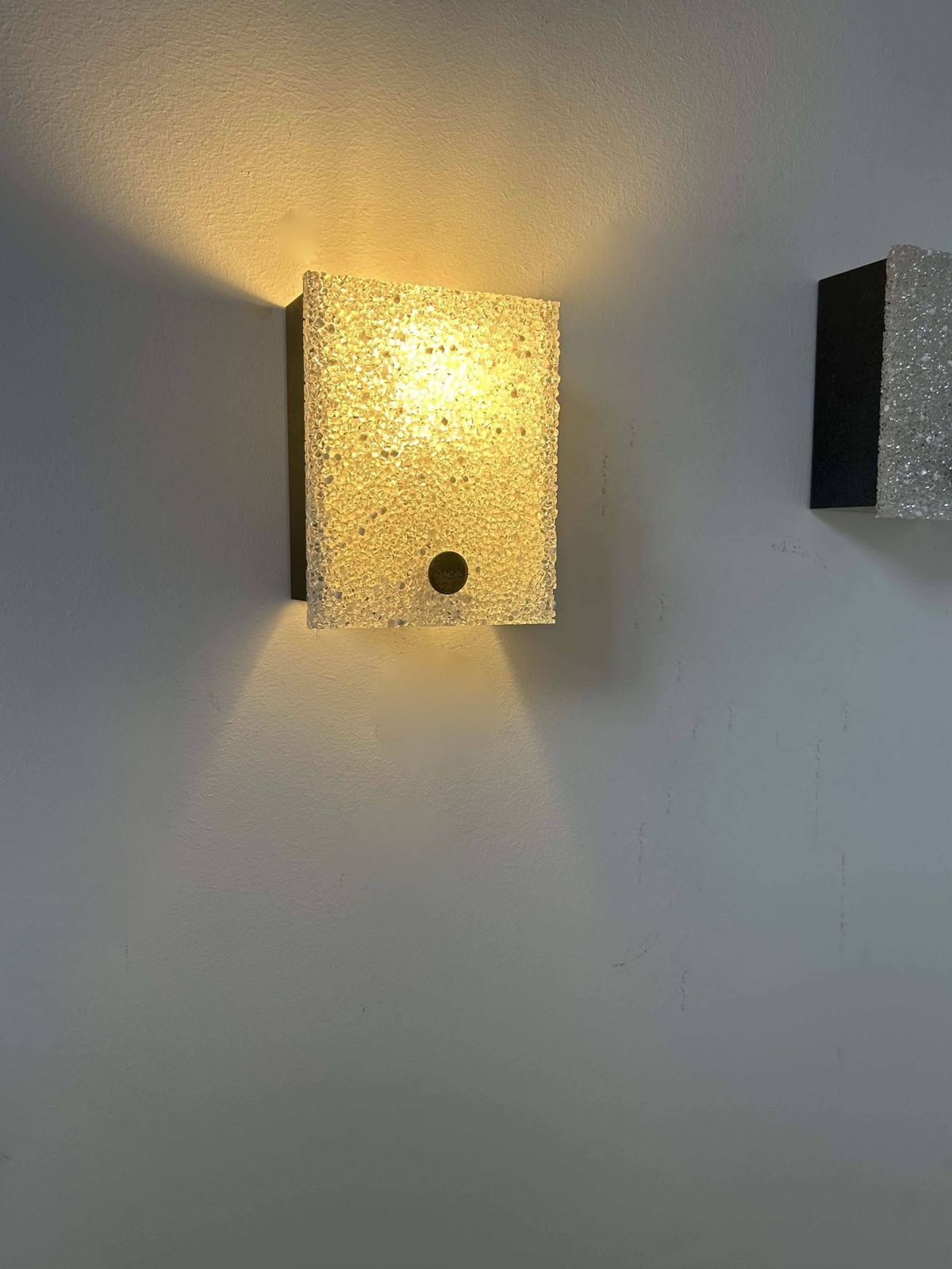 Pair Of Vintage Wall Lights, Perspex And Black Lacquered Metal, France 1960 photo for sale