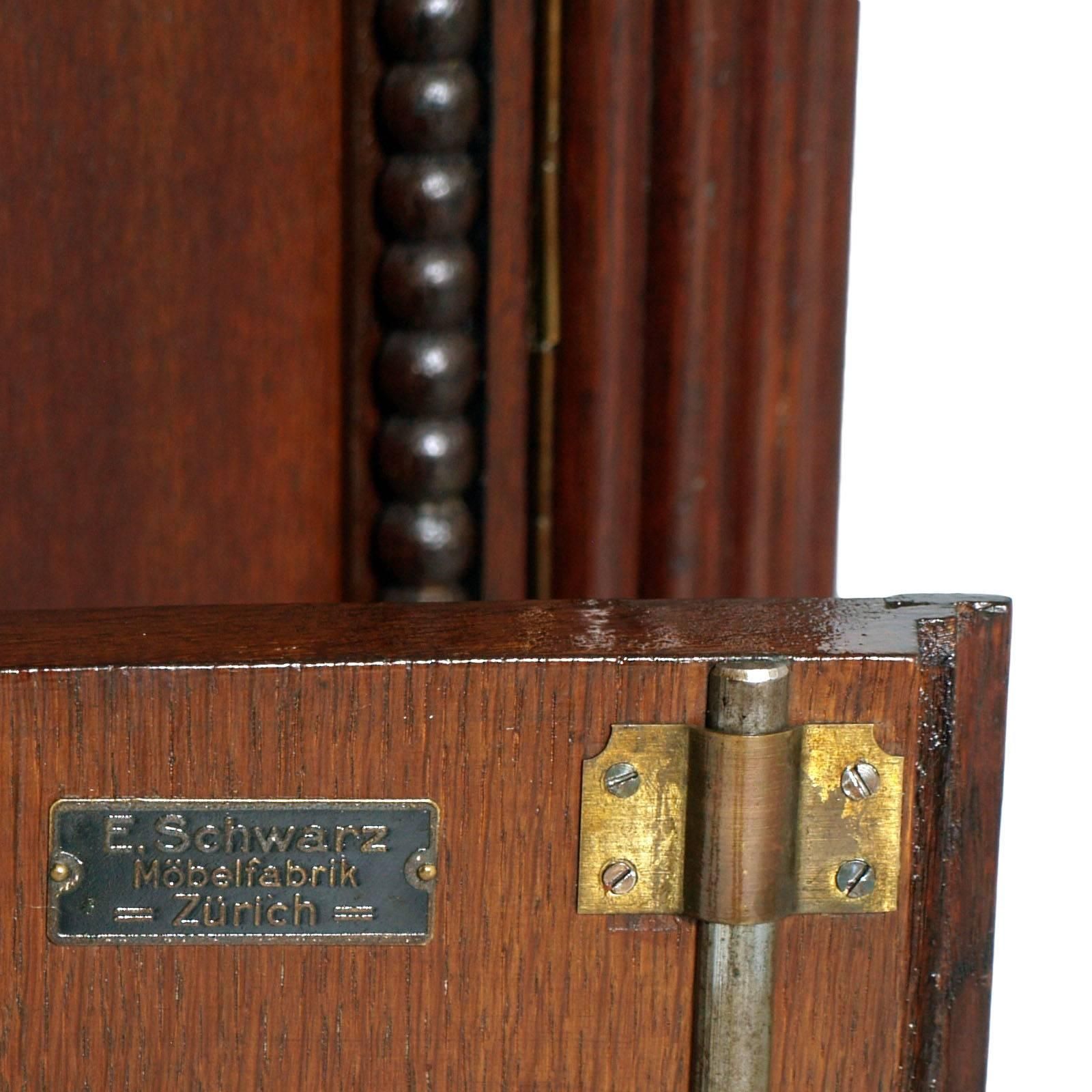 Swiss Early 20th Century Art Deco Credenza All In Oak Wood By E. Schwarz Zurich photo vintage
