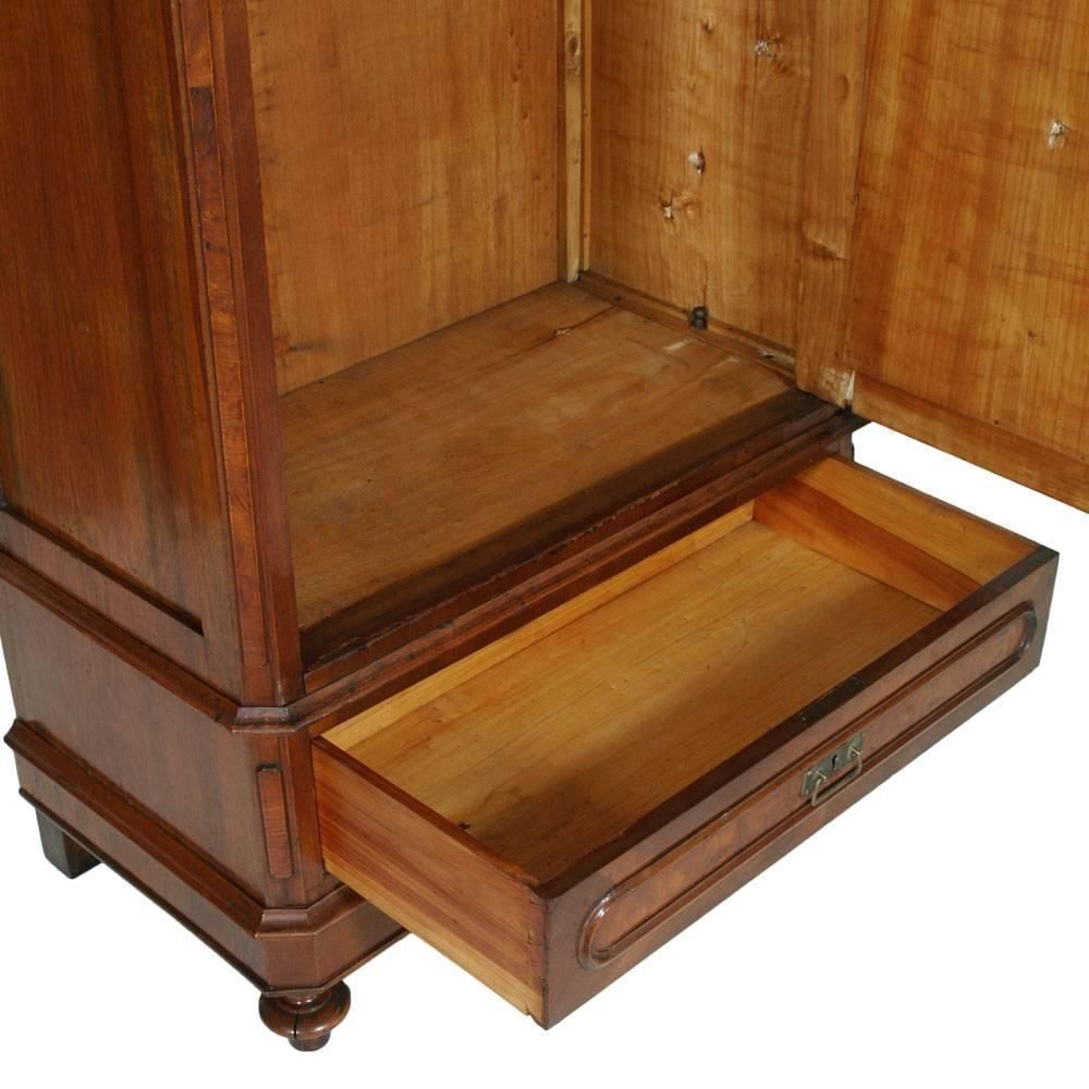 1850s Original Louis Philip Armoire Wardrobe Cupboard, Mirrored In Carved Walnut photo 7750.0