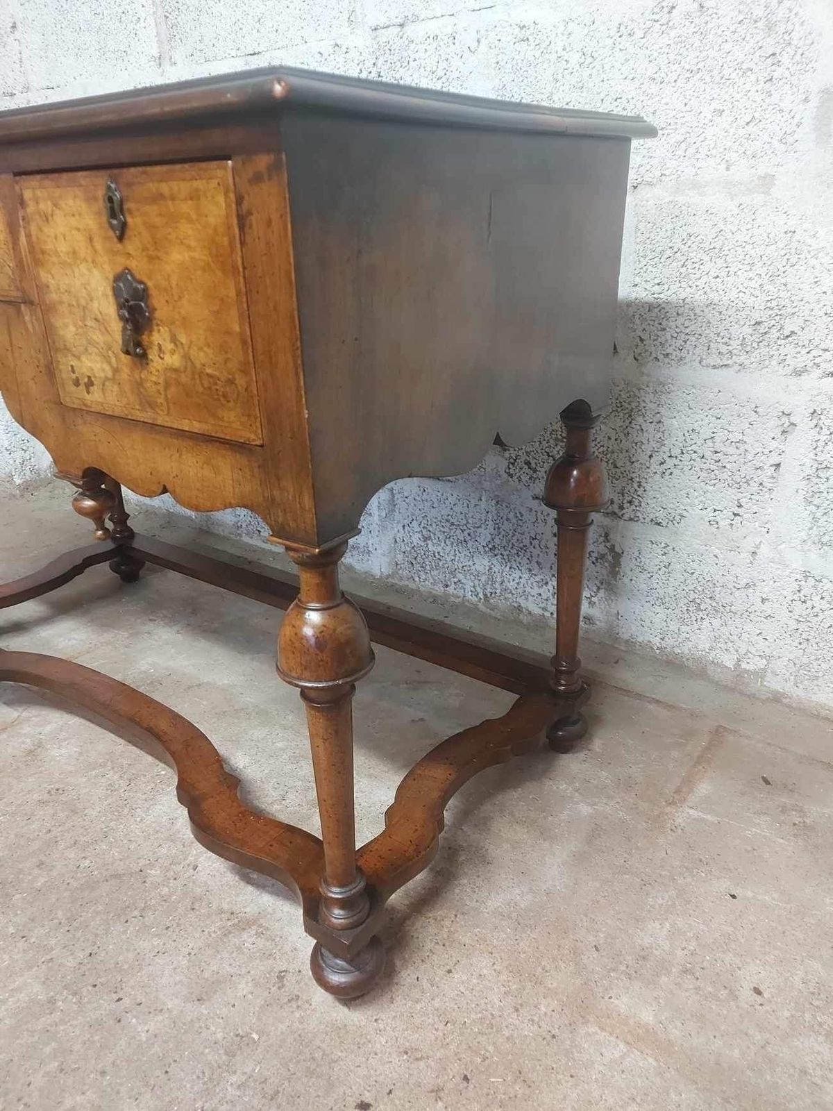 19th Century Dutch Renaissance Ladies Burr Walnut Writing Desk photo vintage