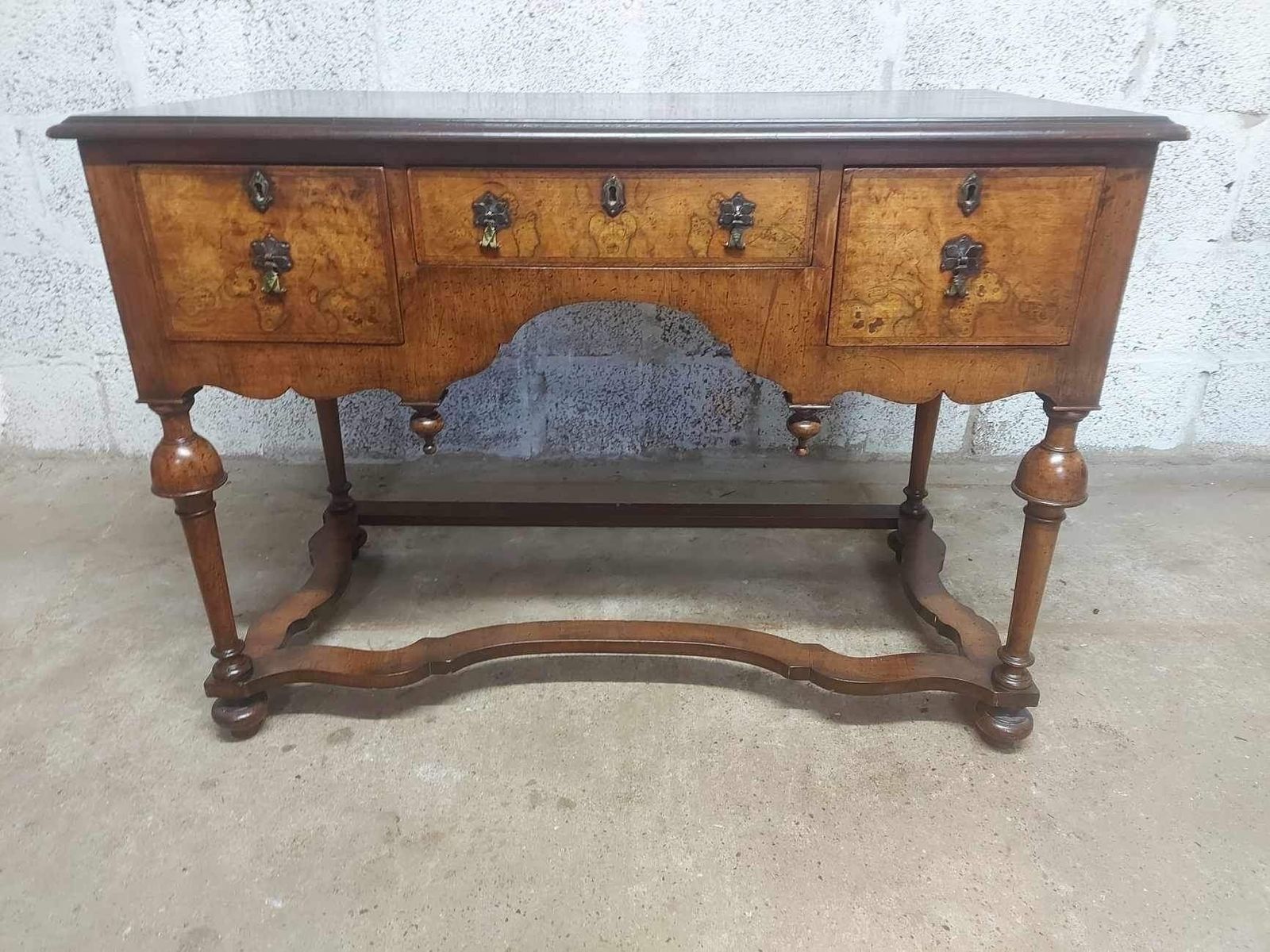 19th Century Dutch Renaissance Ladies Burr Walnut Writing Desk