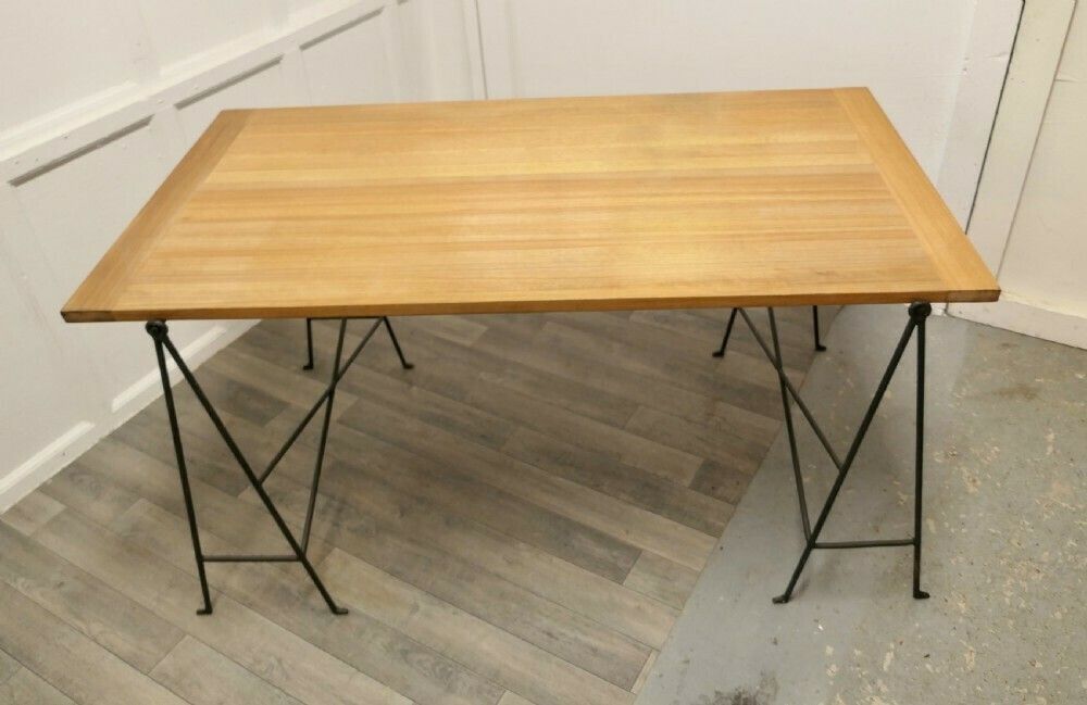 1950s Danish Sawhorse Minimalist Desk Or Dining Table photo buy
