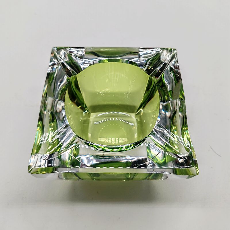 1960s Square Ashtray Or Catch All In Lead Crystal By Val Saint Lambert. Made In Belgium. photo vintage