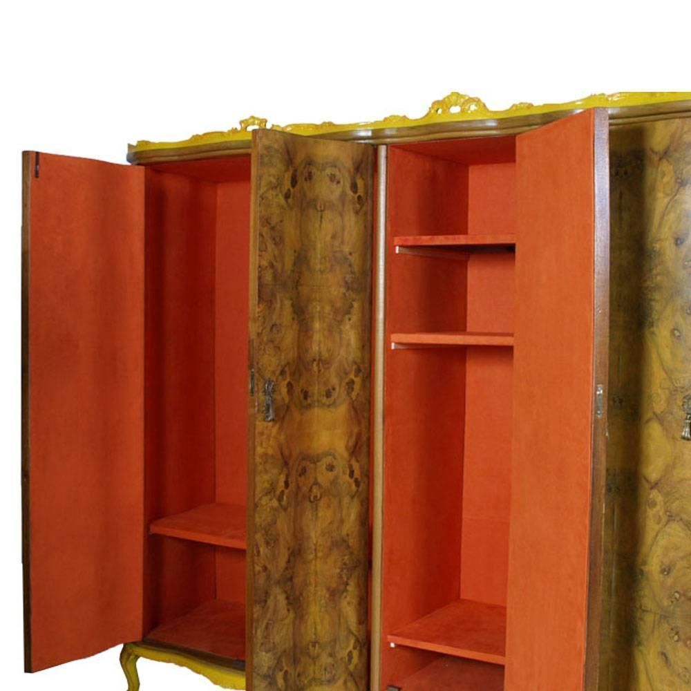 1930s Venetian Baroque Wardrobe, Hand Carved Walnut Decored And Walnut Briar. By Testolinifreres Venice photo for sale