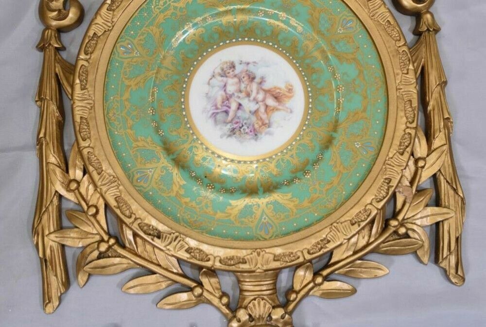 Sevres Porcelain Cherub Plaques   Gilt French Plates photo 1050.0