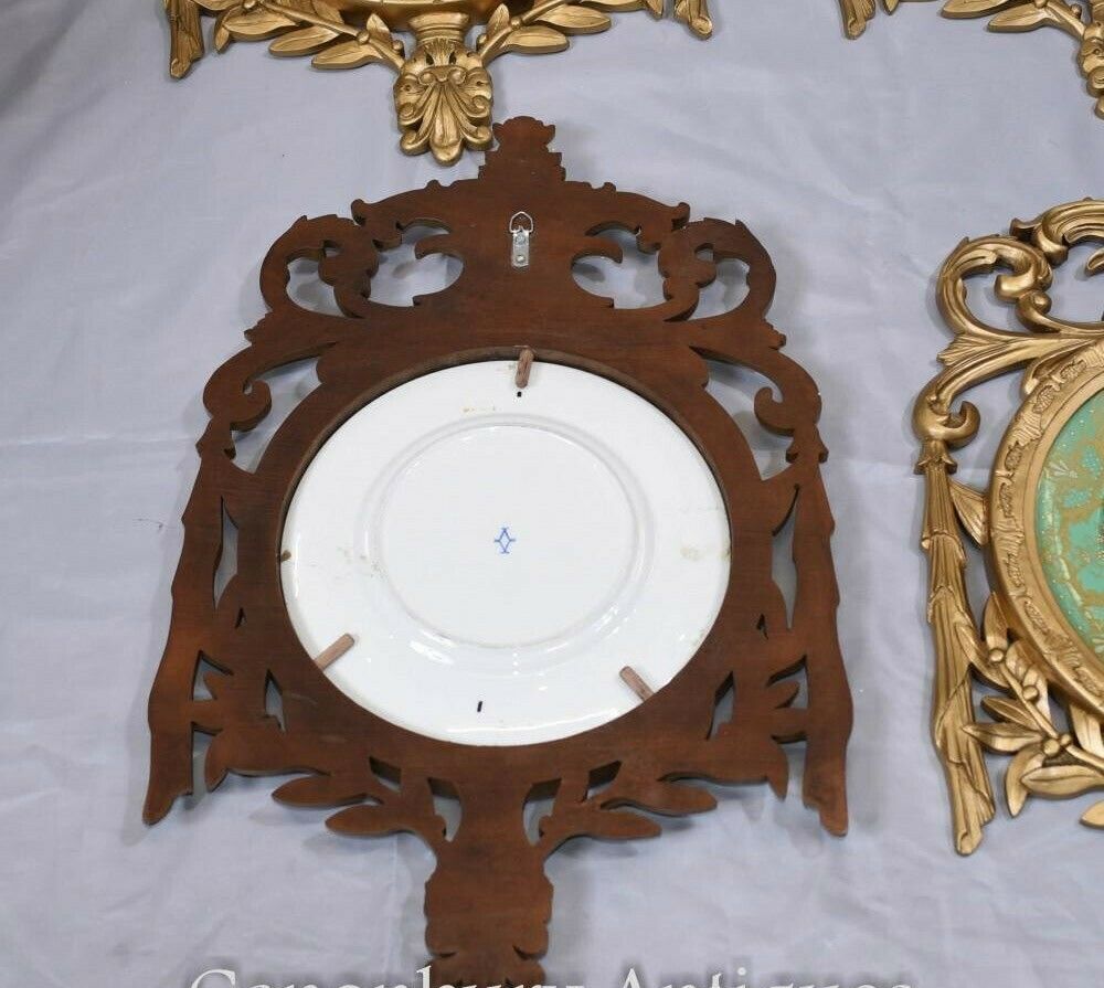 Sevres Porcelain Cherub Plaques   Gilt French Plates photo vintage