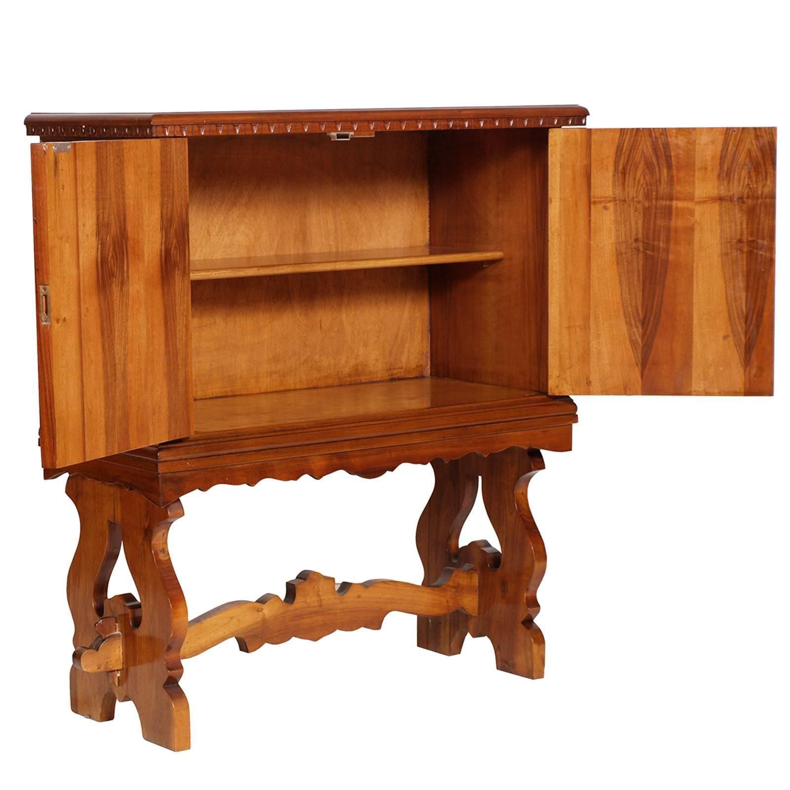 Mid Century Renaissance Tuscany Bar Cabinet By Dini & Puccini In  Solid Walnut, Wax Polished photo furniture