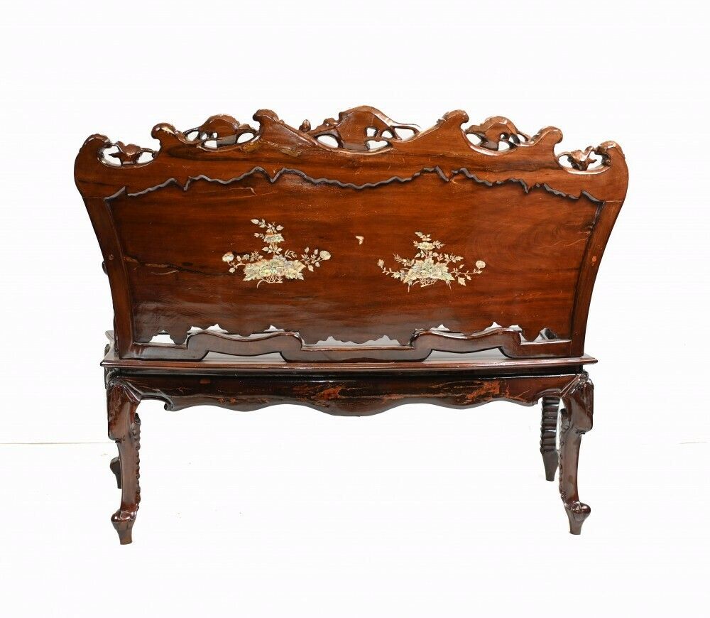 photo for sale Chinese Hardwood Bench And Chair Set Suite Mother Of Pearl 1900