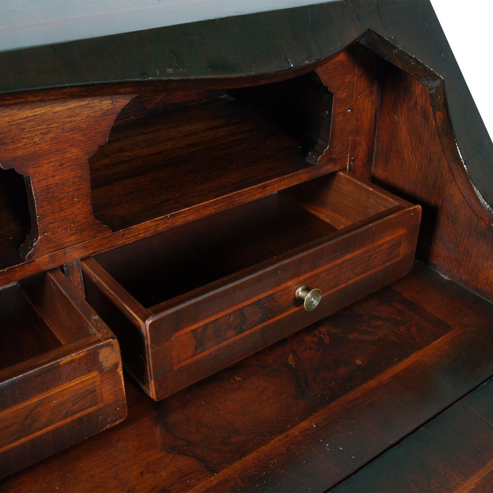 Early 20th Century Lombard Walnut Secretaire Burl Walnut Veneer & Threaded Maple photo 3204.16