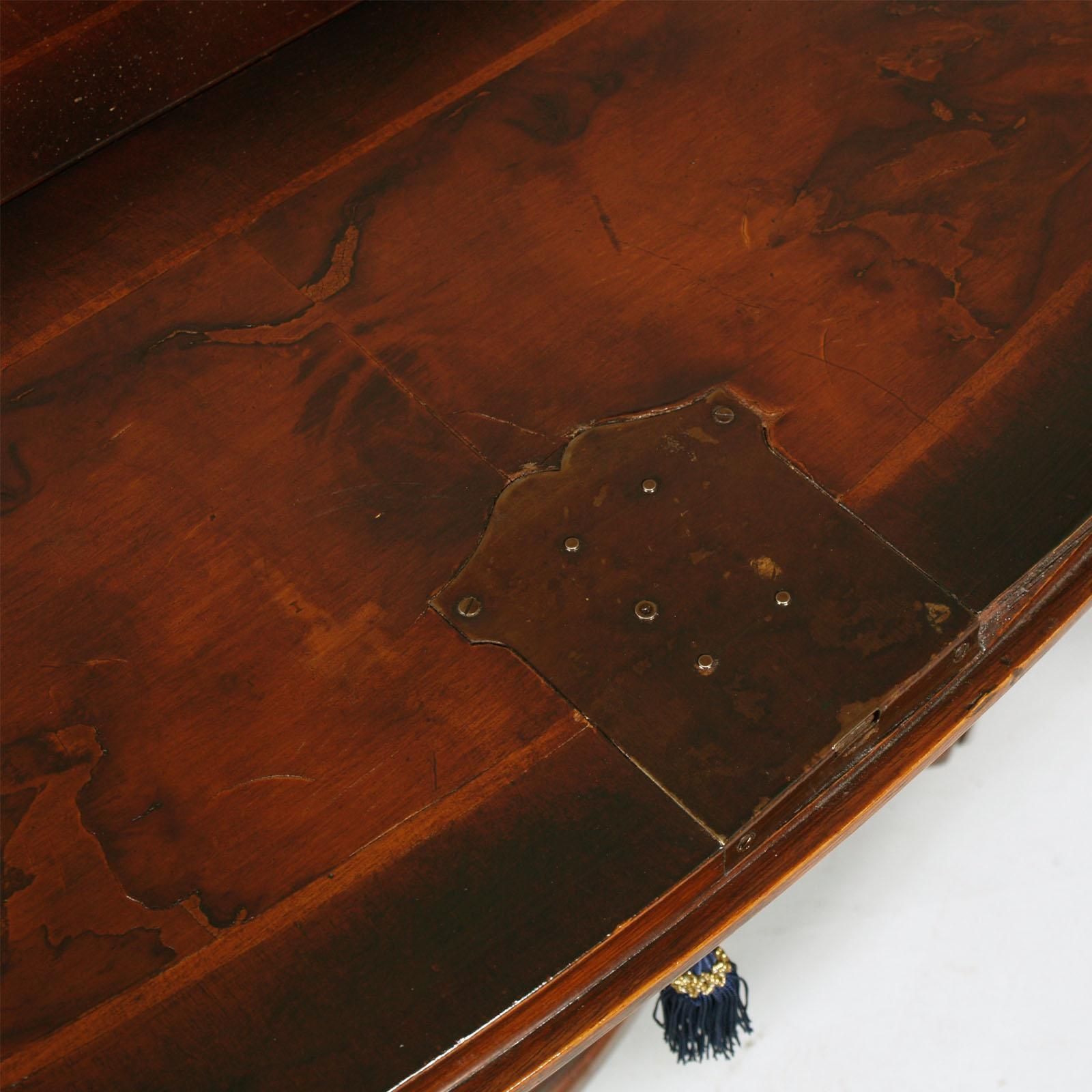 Early 20th Century Lombard Walnut Secretaire Burl Walnut Veneer & Threaded Maple photo vintage