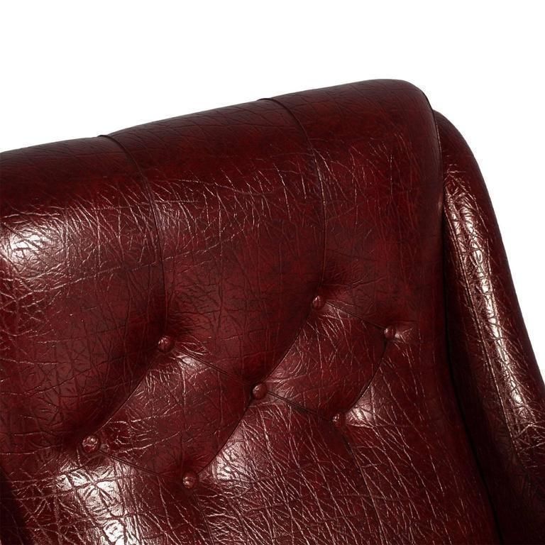 Mid Century Modern Lounge Chair Zanuso Style Leatherette Ebonized Wood Legs photo 3100.0