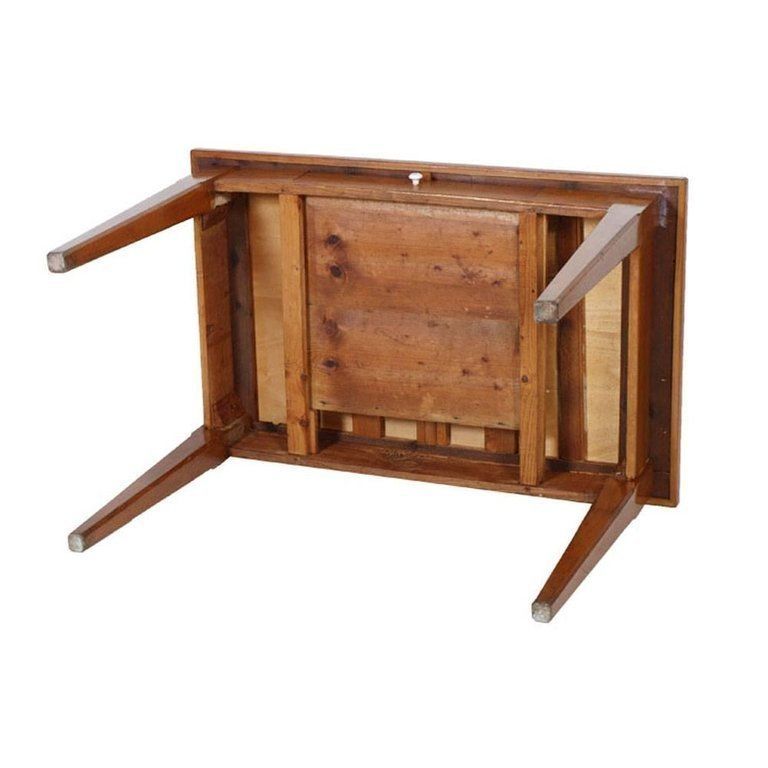 Midcentury Country Kitchen Table With Drawer In Solid Oak With Formica Top photo for sale