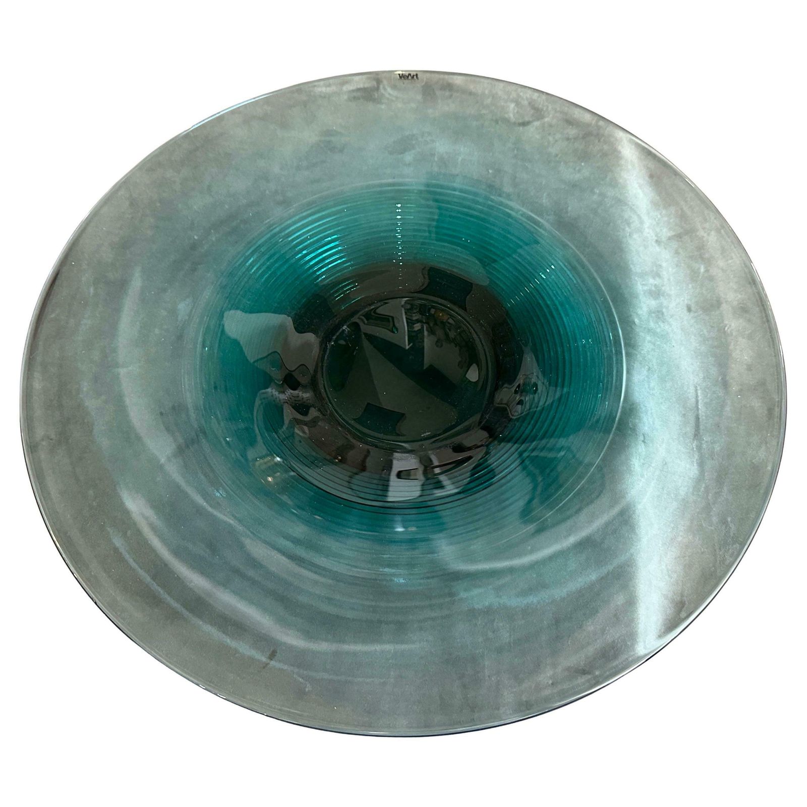 1980s Modern Green And Black Murano Glass Round Big Centerpiece By Veart