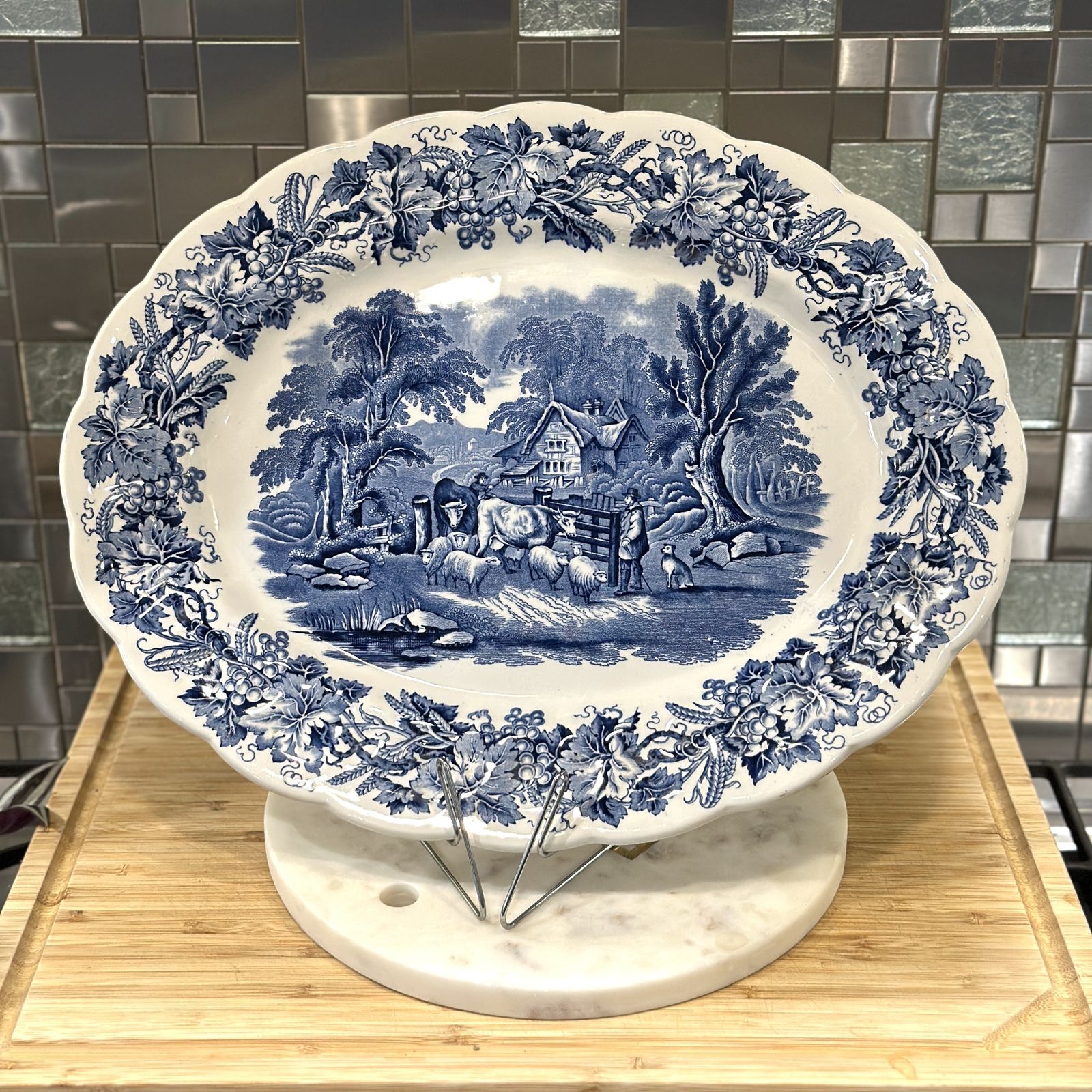 Booths British Scenery 15" Platter With Farm Animal Scene   C.1950 photo for sale