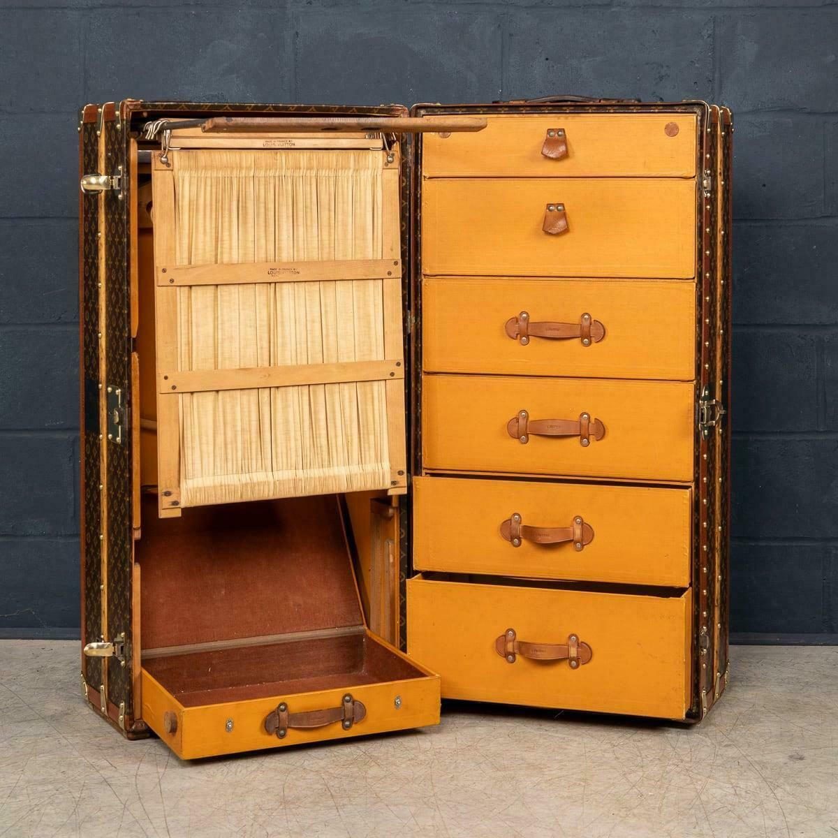 Furniture 20th Century Louis Vuitton Wardrobe Trunk In Monogram Canvas, France C.1930 photo