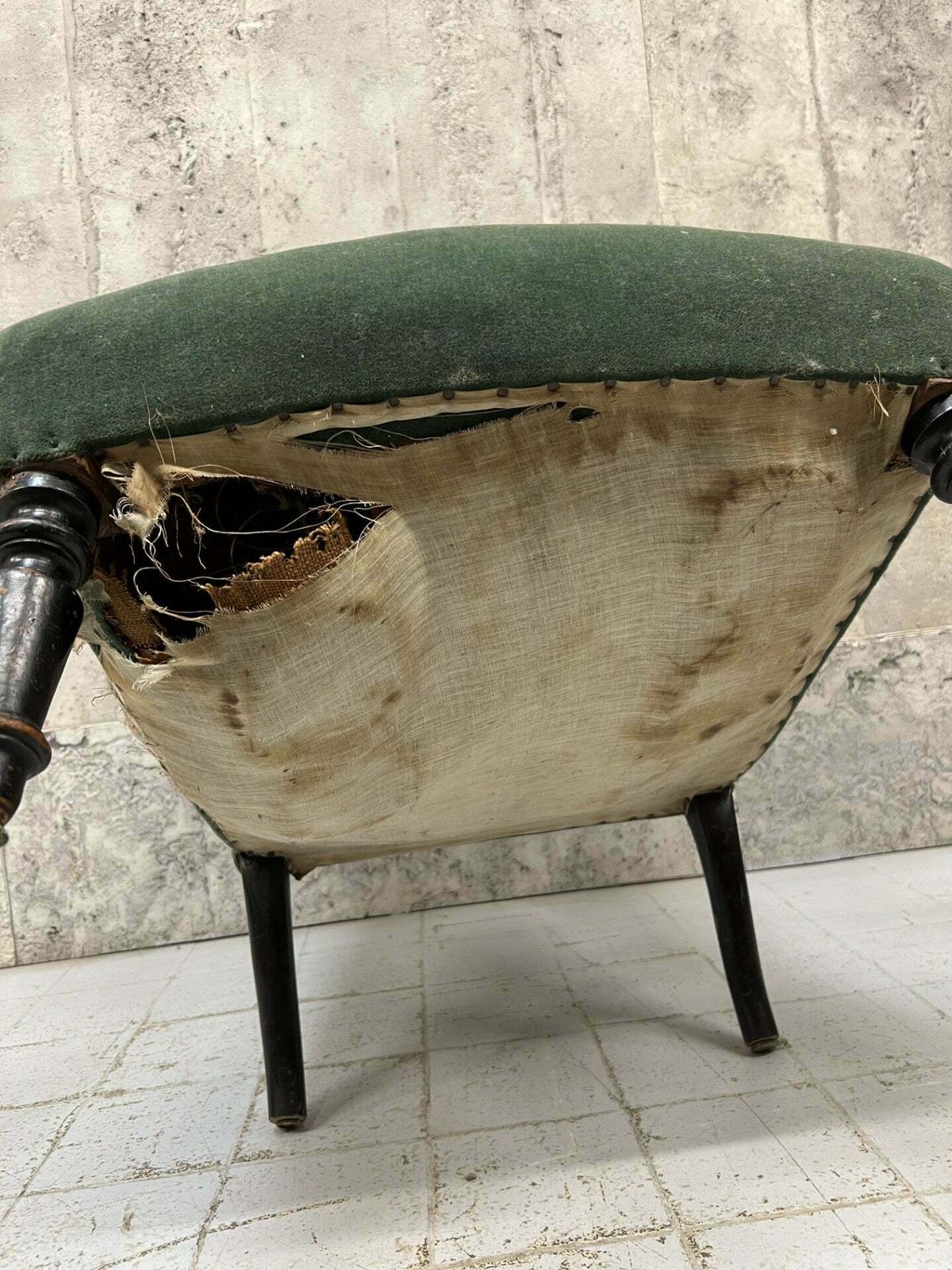Napoleon III Sage Green Mohair Velvet Slipper Chair photo Furniture