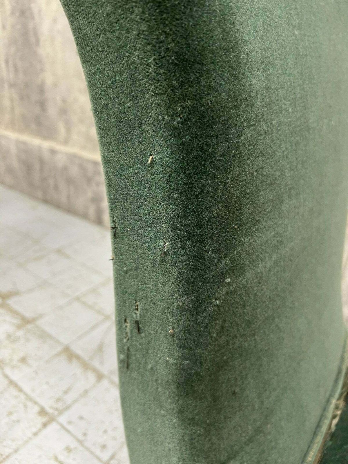 photo furniture Napoleon III Sage Green Mohair Velvet Slipper Chair