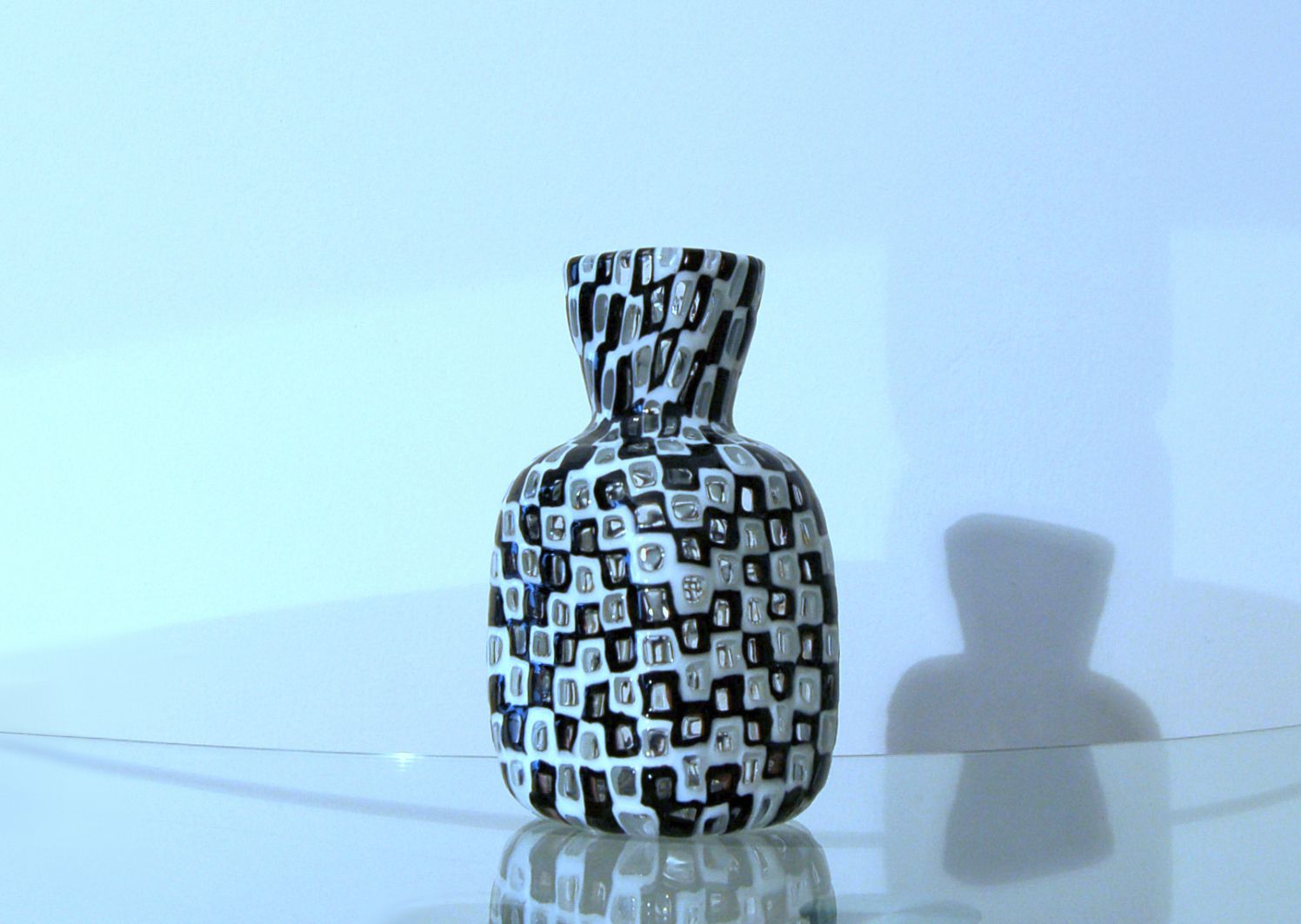 Venini Vase By Tobia Scarpa Mod. Occhi / Murano Glass '60 / Black And White photo furniture