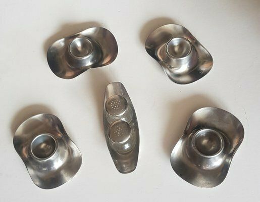 Egg Cup Salt And Pepper Shakers By Wilhelm Wagenfeld For Wmf, 1960s, Set Of 5 photo for sale