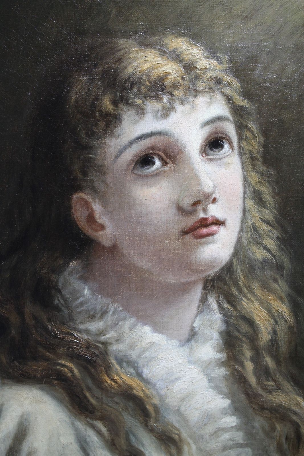 Antique Fine Art. Portraiture Oil On Stretched Canvas. photo furniture