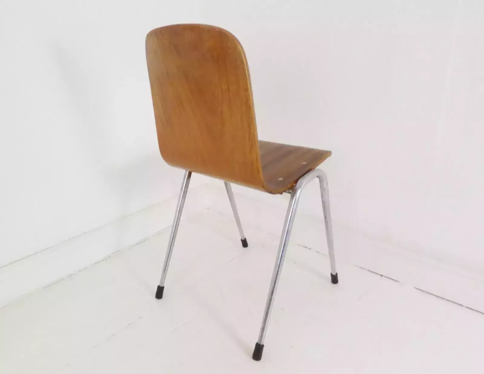 Stunning Pair Of Vintage Neil Morris Walnut & Teak Plywood Toby Stacking Chairs photo vintage