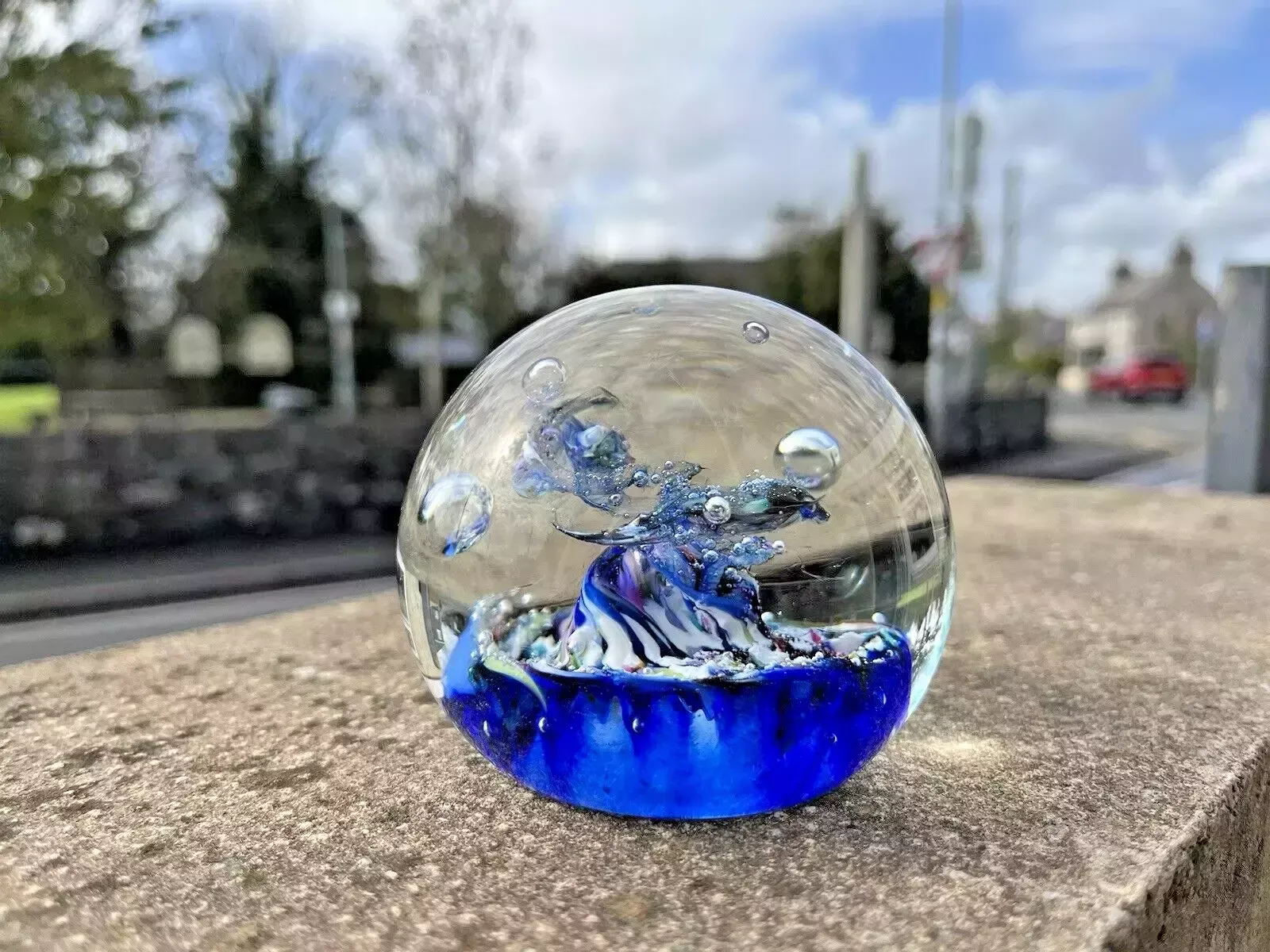 Rare C1978 Caithness Glass Oban Studios Blue Myriad Paperweight Ct 91 Style One photo 50.0