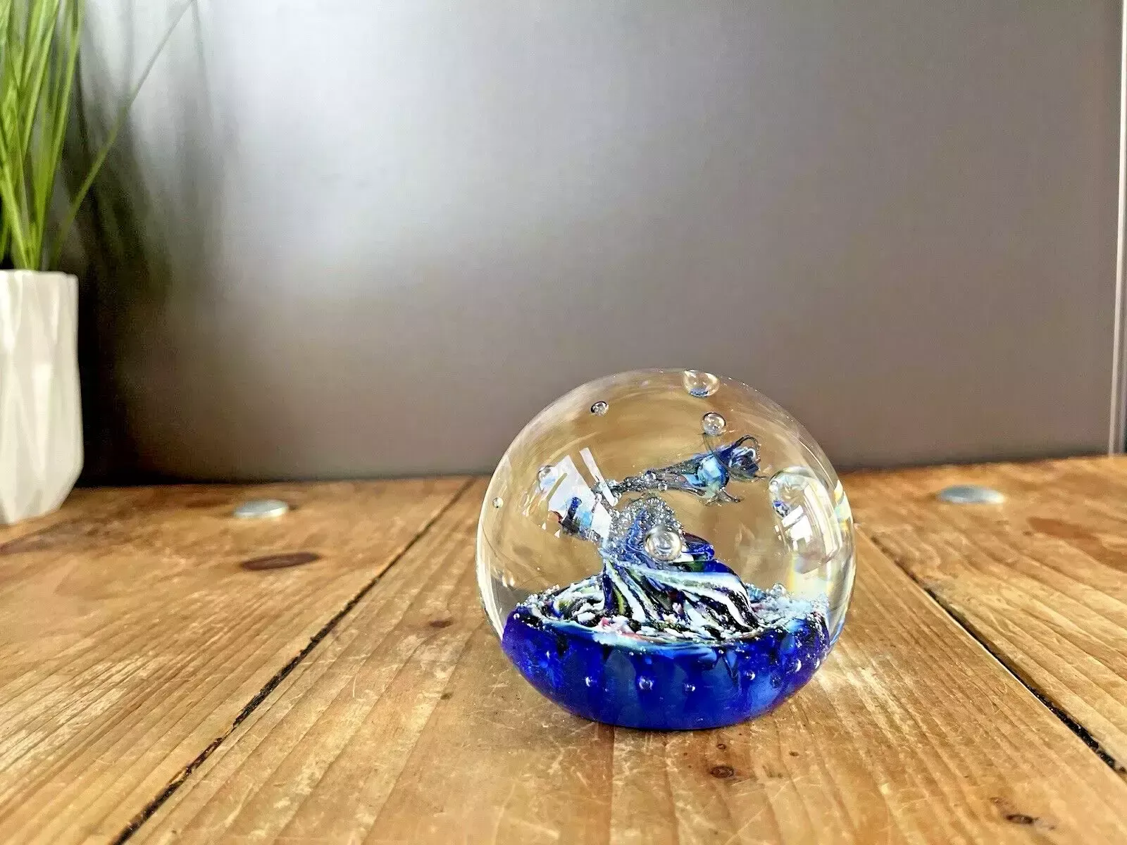 Rare C1978 Caithness Glass Oban Studios Blue Myriad Paperweight Ct 91 Style One photo vintage