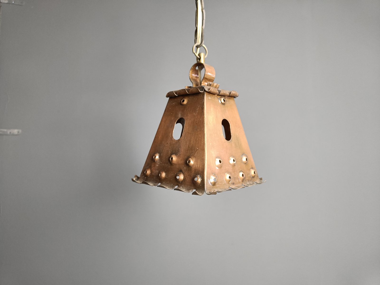 photo for sale Brutalist Copper Pendant Light, 1970s