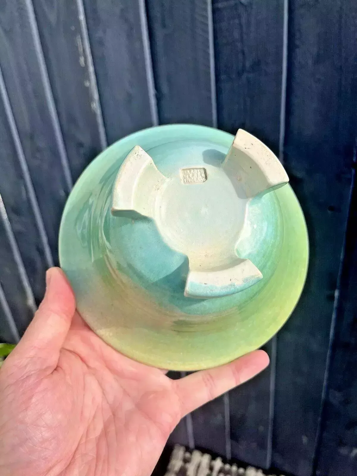 photo furniture Antique Art Deco 1930's Harrow Weald Studio Art Pottery Green Glazed Footed Bowl