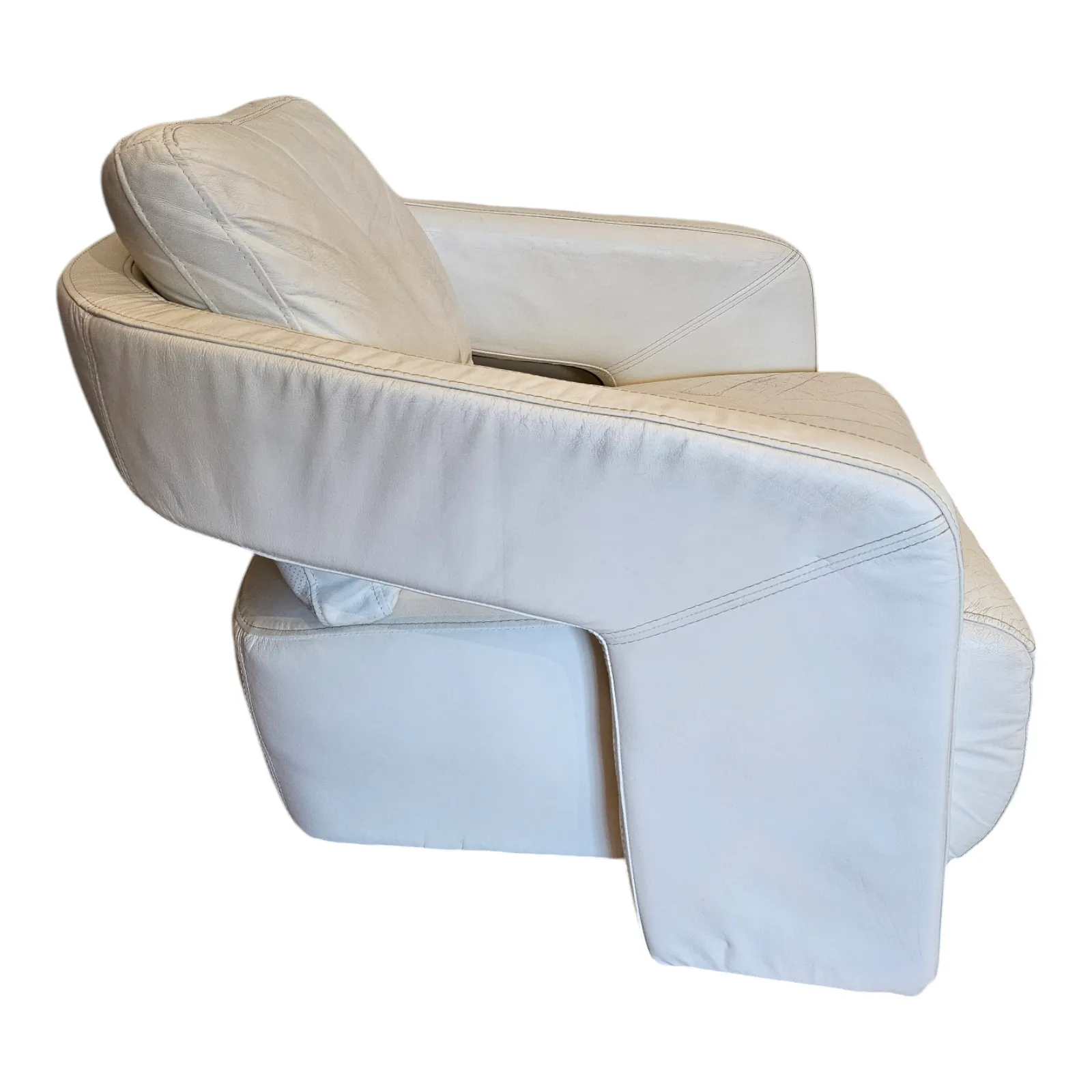 Unique Vintage 70s/80s Italian White Leather Armchair