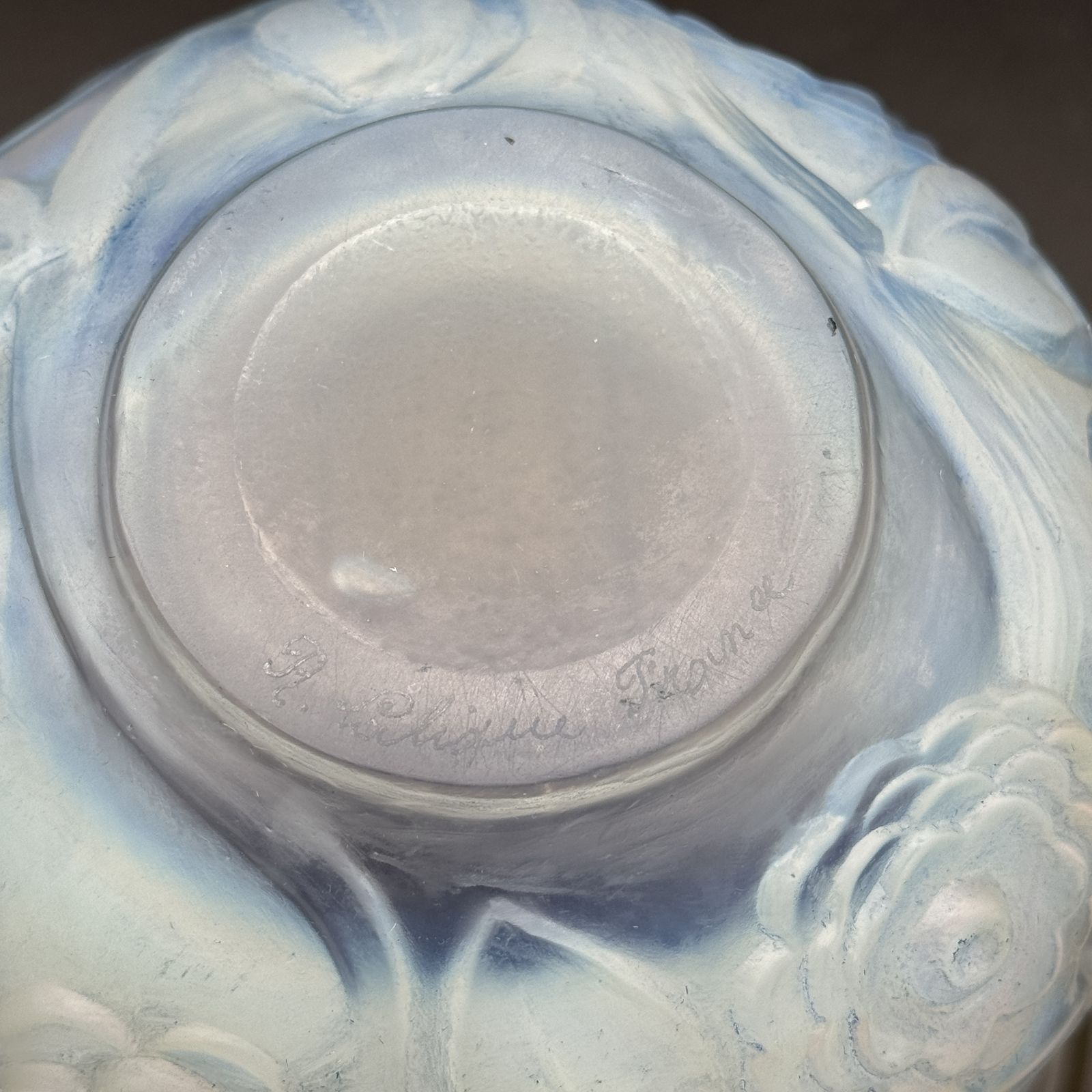 photo for sale An Opalescent Glass Renoncules Vase By R.Lalique