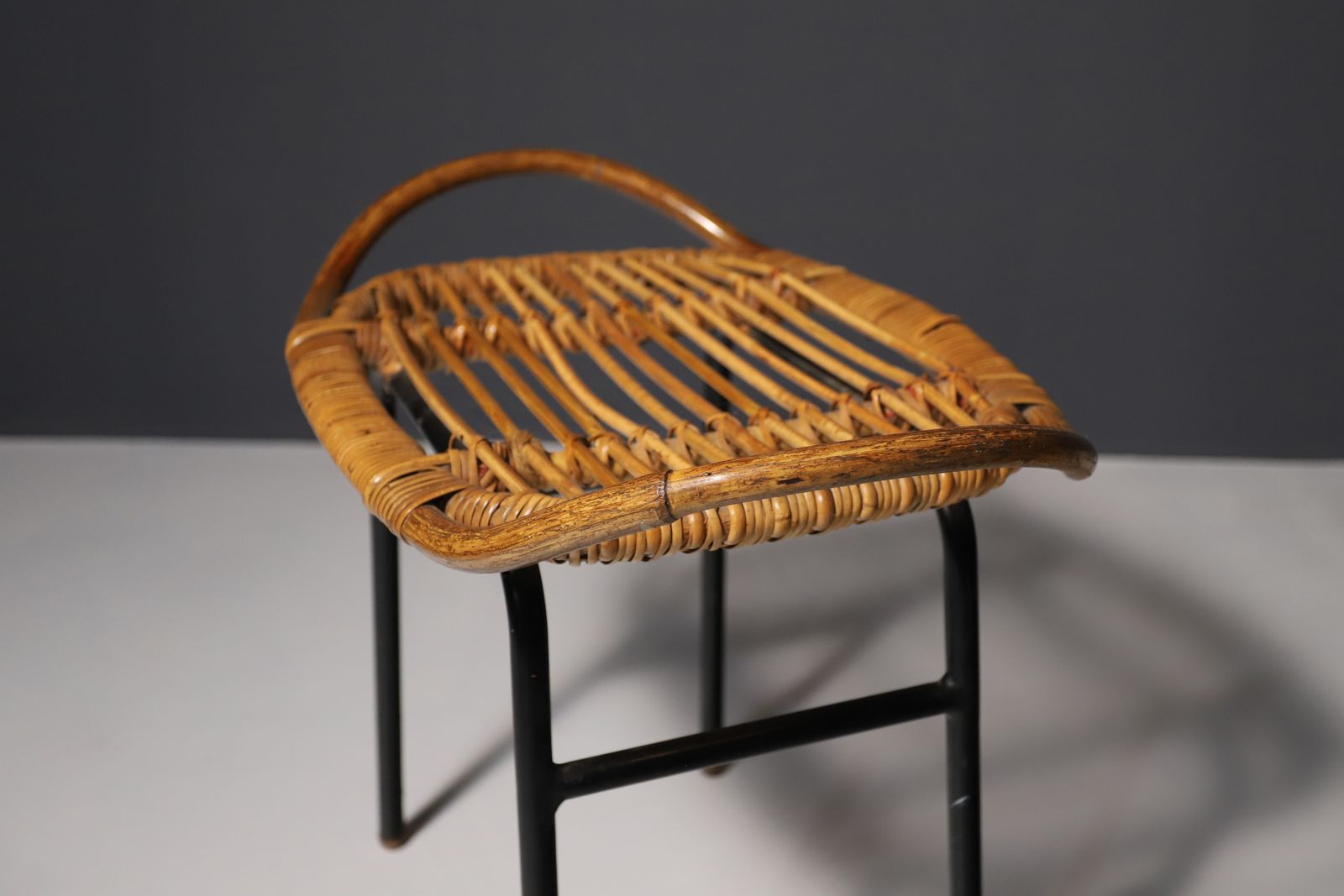 Mid Century Rattan Stool By Alan Fuchs, Uluv, 1960´S, Czechoslovakia photo for sale