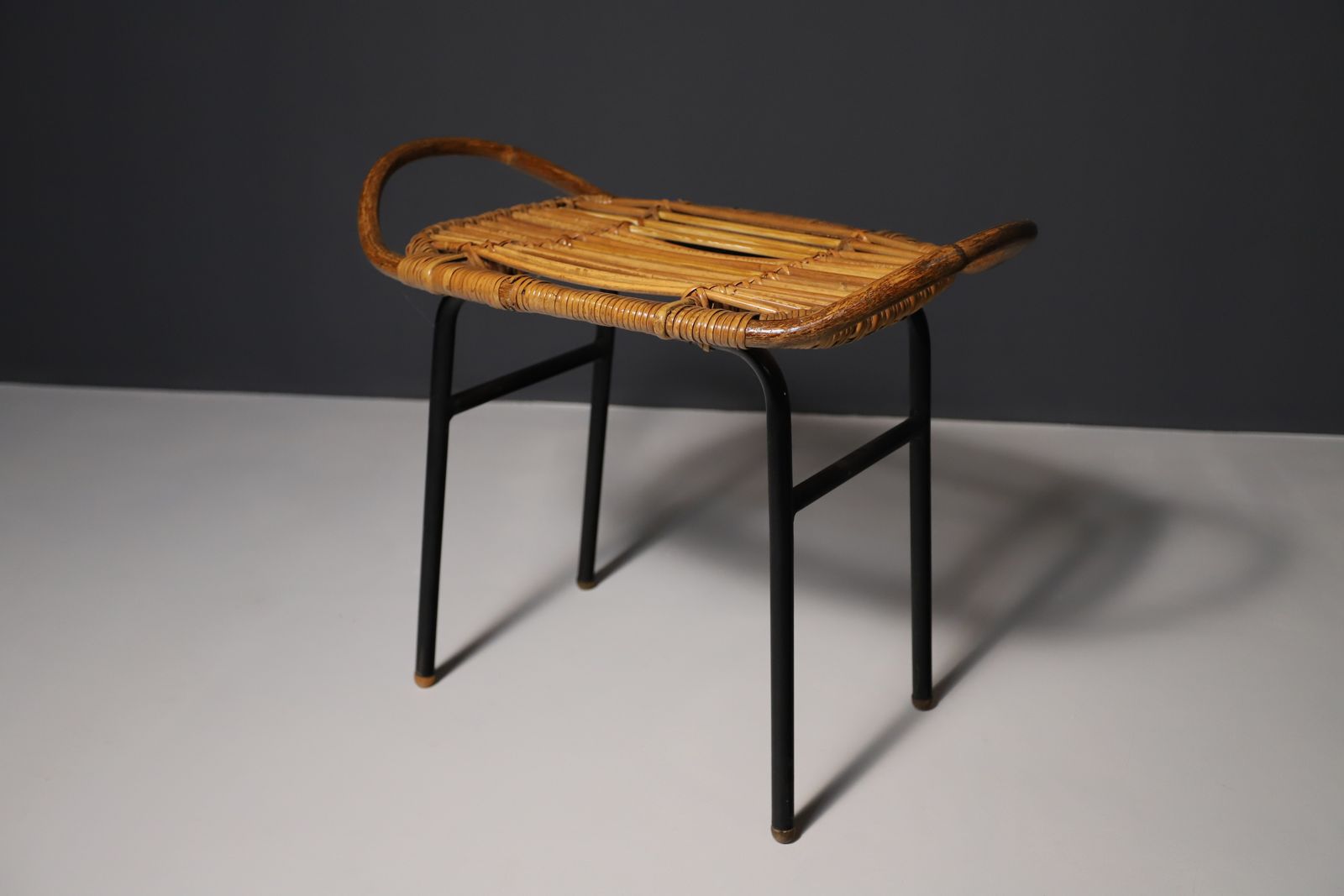 Mid Century Rattan Stool By Alan Fuchs, Uluv, 1960´S, Czechoslovakia photo 155.0