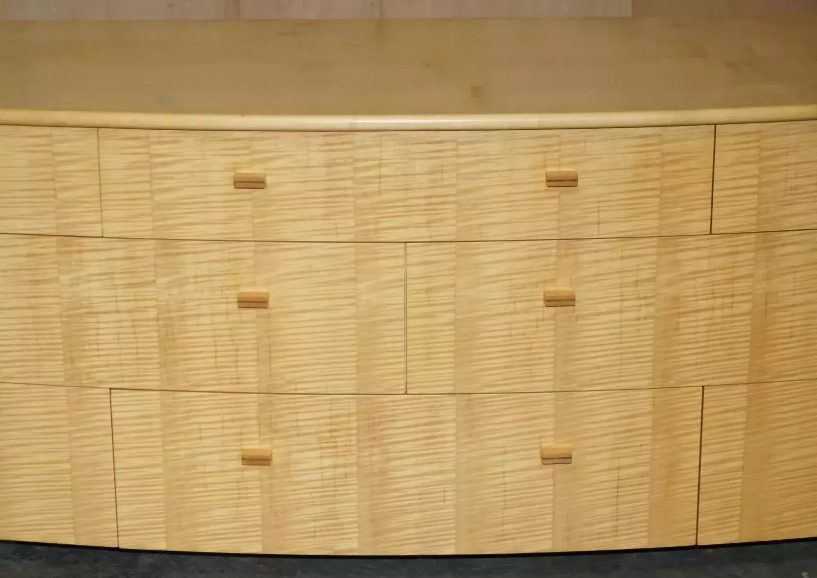 Sublime Bow Fronted Baxter & Lee Satin Birch Chest Of Drawers Sideboard Part Set photo Furniture