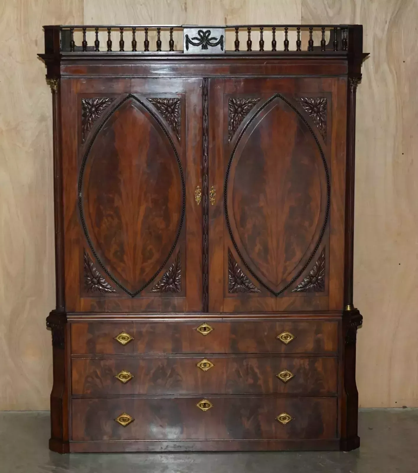 Outstanding 18th Century Antique 1760 Thomas Chippendale Wardrobe Linen Press photo furniture