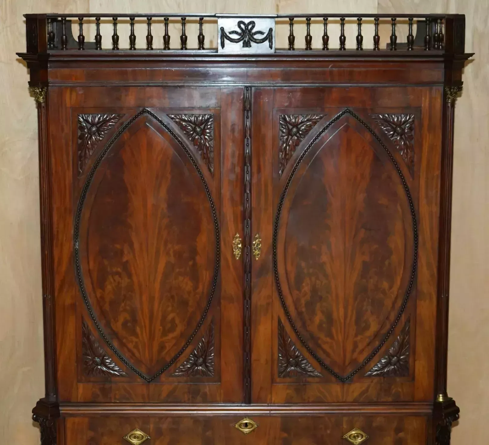 Outstanding 18th Century Antique 1760 Thomas Chippendale Wardrobe Linen Press photo buy