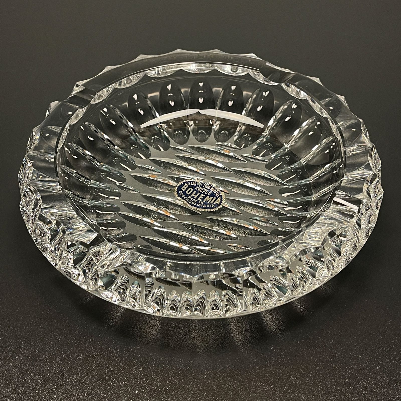Vintage Bohemian Glass Ashtray By Bohemia Crystal, Czechoslovakia, 1970s photo vinterior