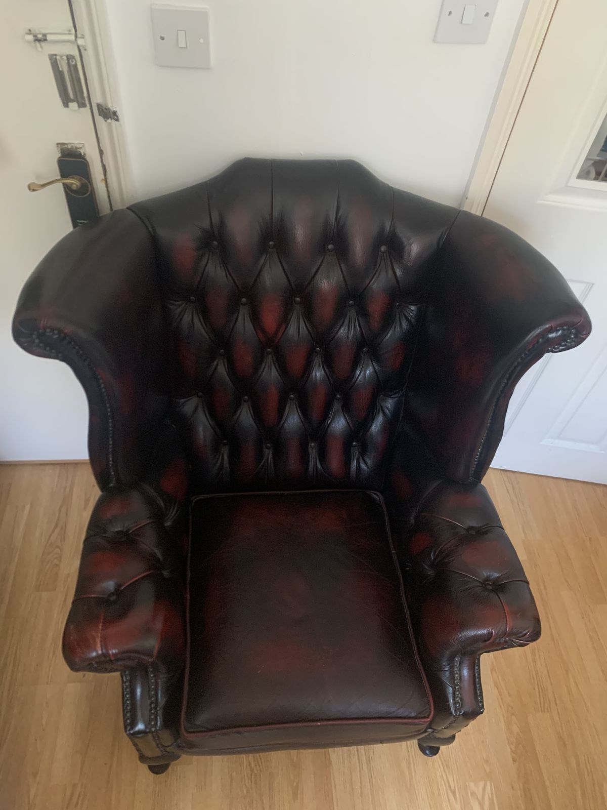 Vintage Chesterfield Real Leather Armchair   Oxblood Red