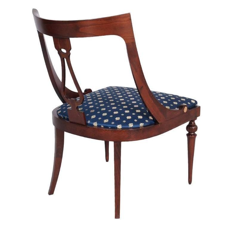 19th Century Walnut Directory "Gondola" Chair From Italy Restored Re Upholstered photo Furniture