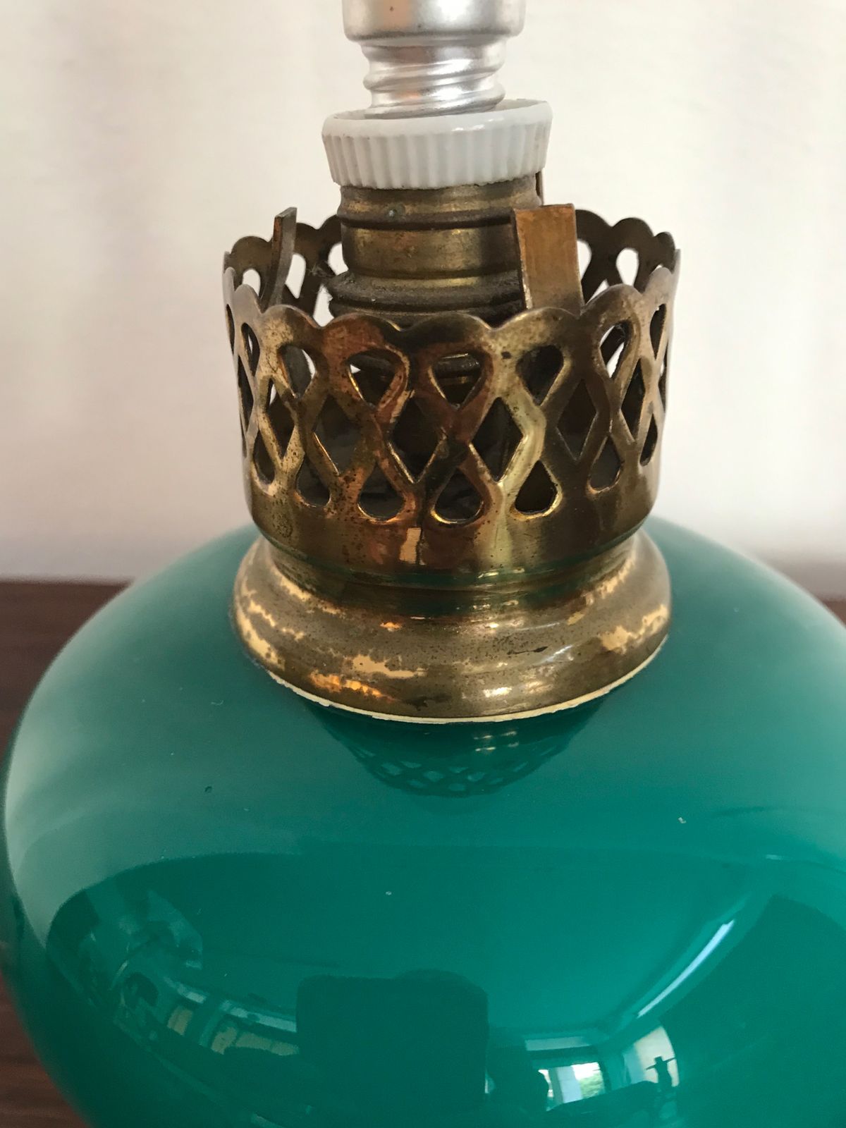 photo for sale Venini Murano Midcentury Italian Brass Glass Table Lamp 1950s