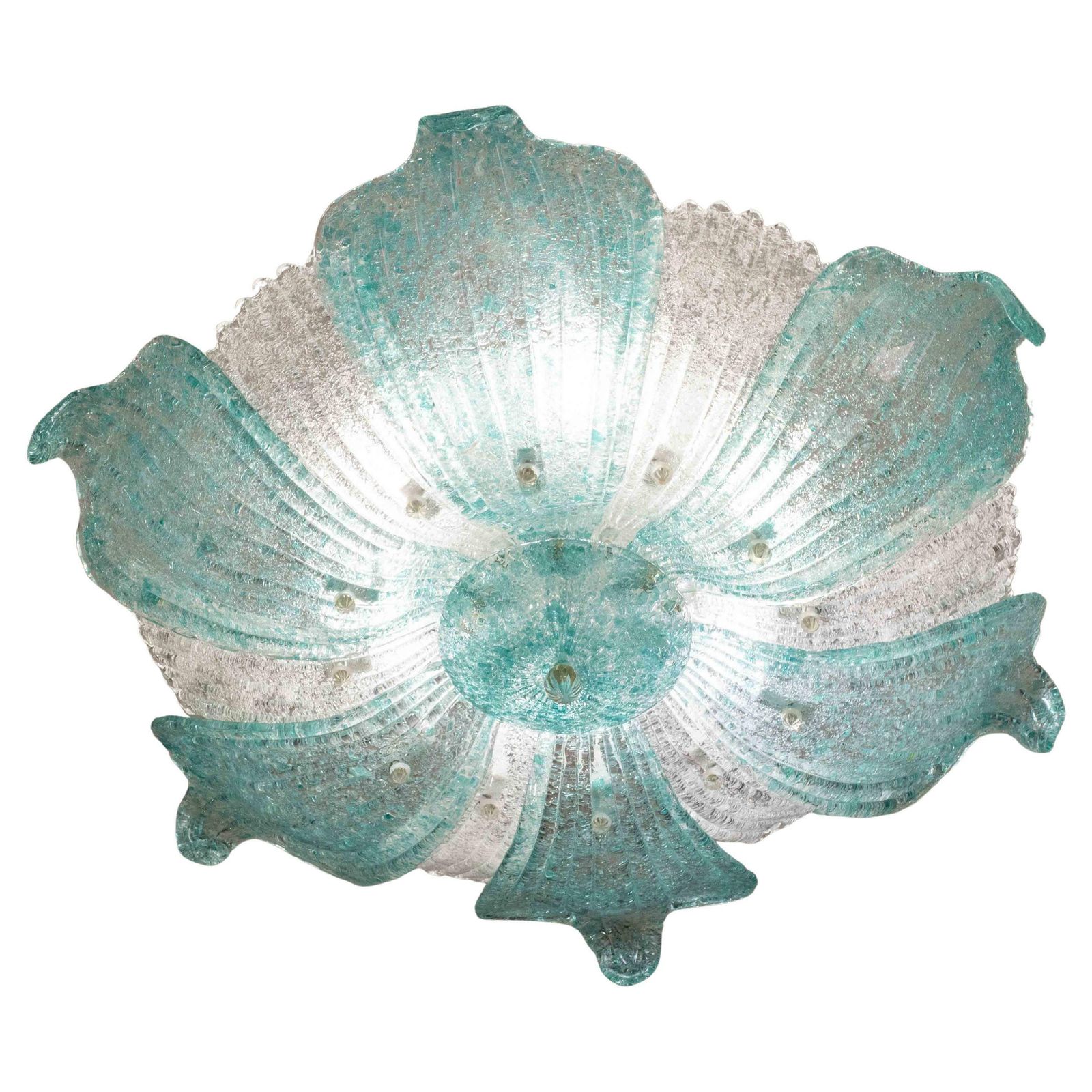 Majestic Large Size Fascinating Vintage Murano Glass Ceiling Lamp Blu Acquamarin