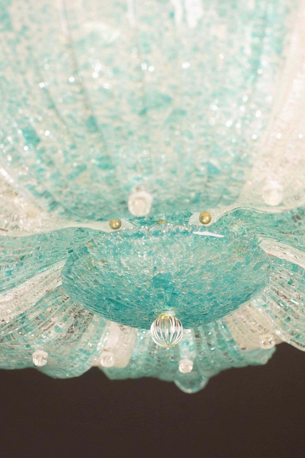 photo vinterior Majestic Large Size Fascinating Vintage Murano Glass Ceiling Lamp Blu Acquamarin