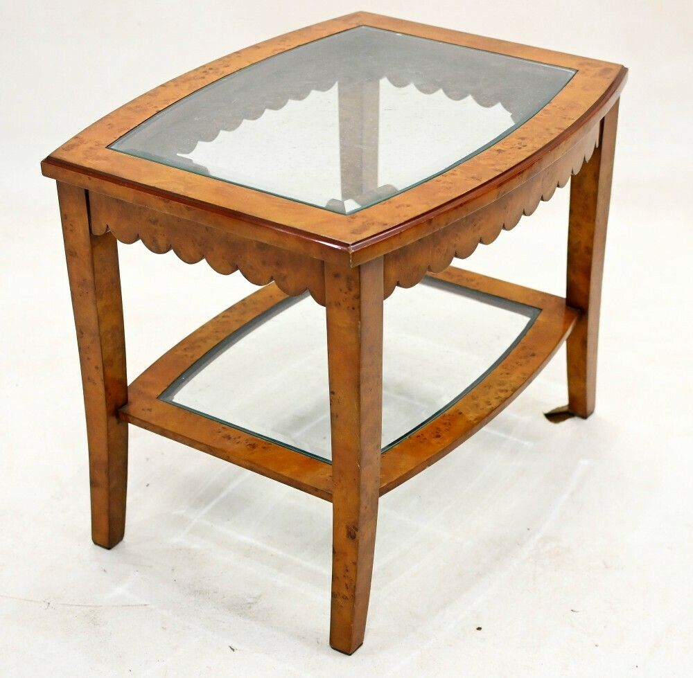 Biedermeier Side Table Walnut Glass Top photo Furniture